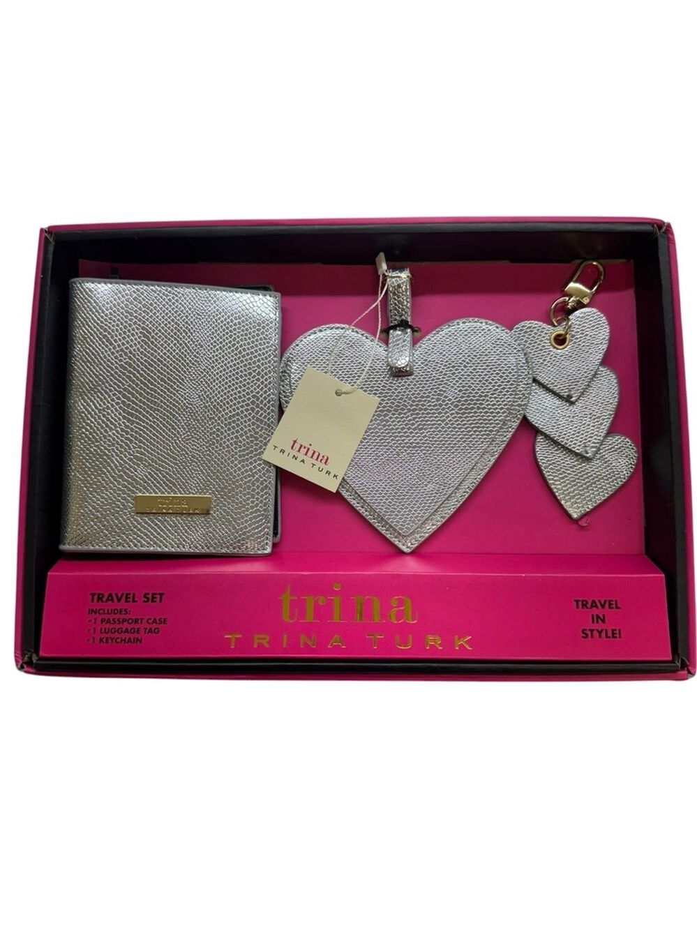 Trina Turk Travel Set Silver Pink NWT
